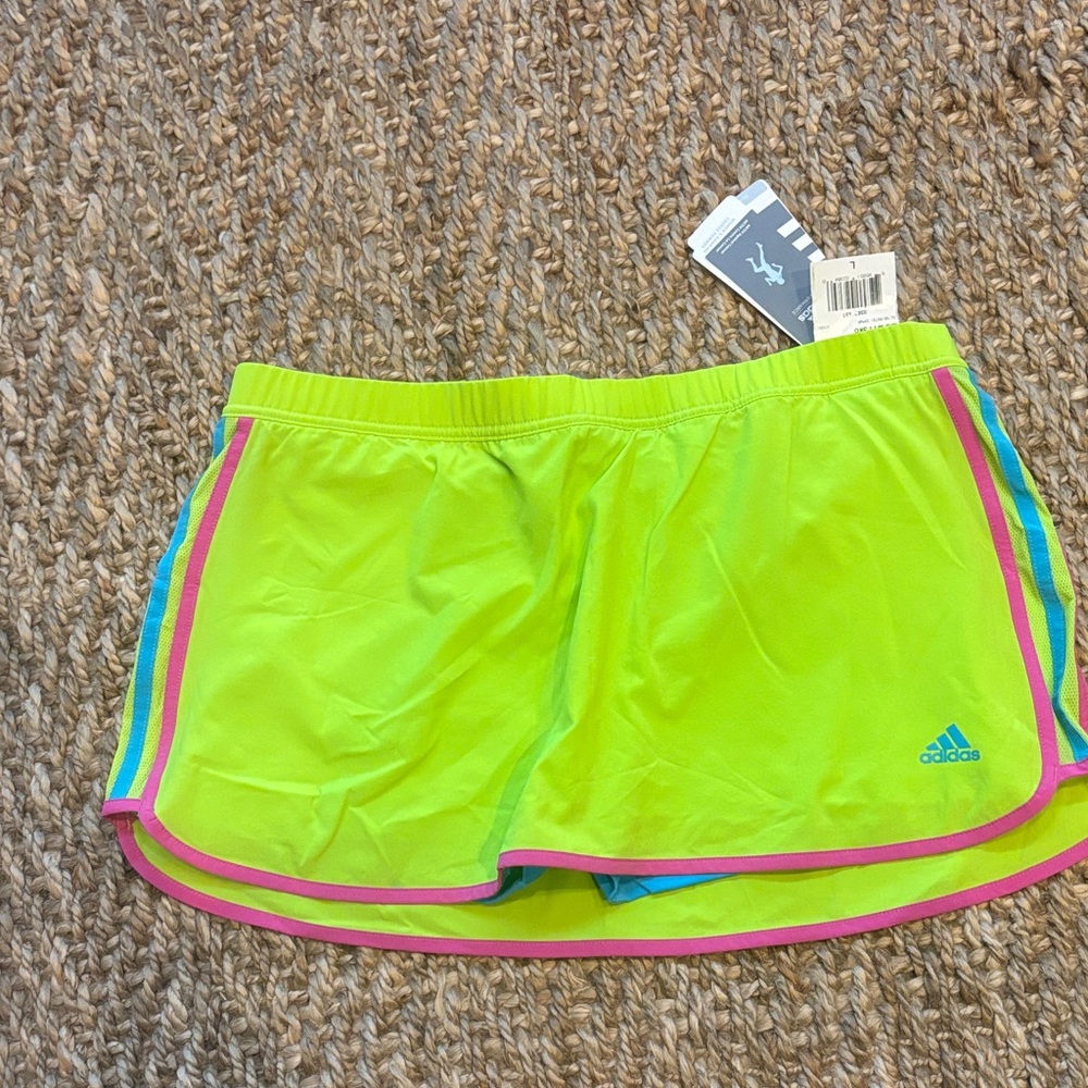 Adidas Women’s  Neon Green Performance Tennis Running Pickleball Skort Skirt NEW